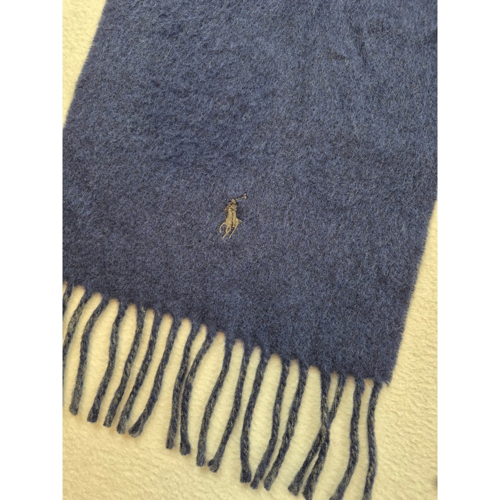 Polo Ralph Lauren Reversible Scarf Navy Blue Grey Virgin Wool ITALY 6F0205 NEW - Picture 4 of 10